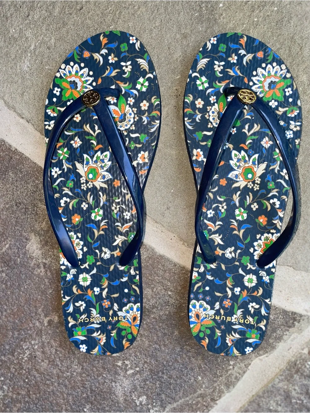 Tory Burch New Navy Flip Flops size L